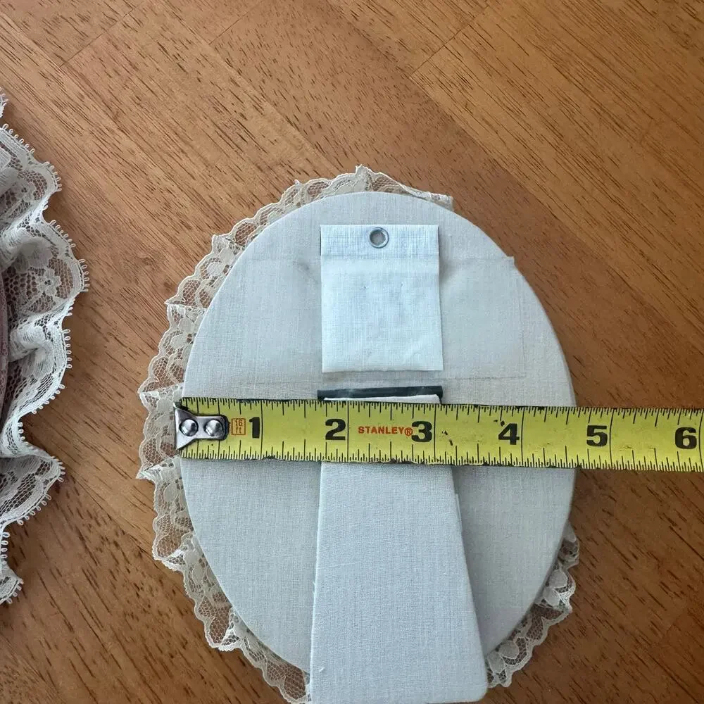 Vintage 90s Satin and Lace Oval Easel Frames Pink Ivory Romantic Cottage Core
